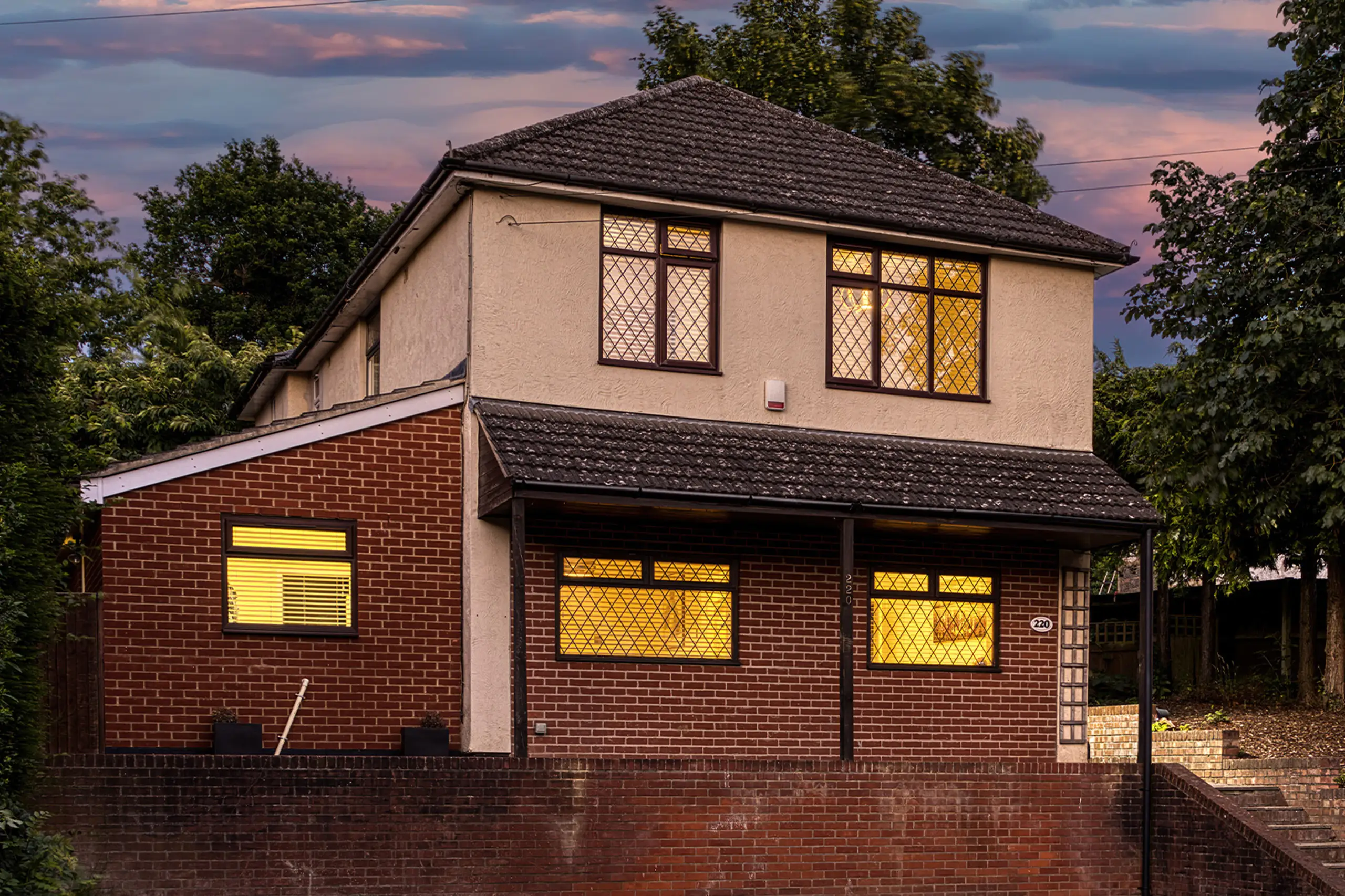 A beautiful shot of a house at Twilight